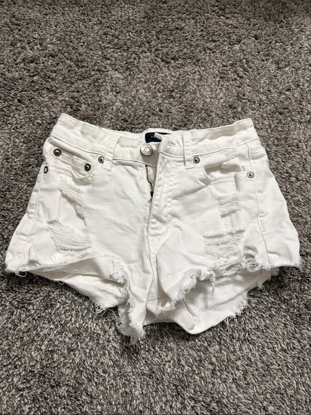 Aeropostale White Distressed Denim Jean Shorts